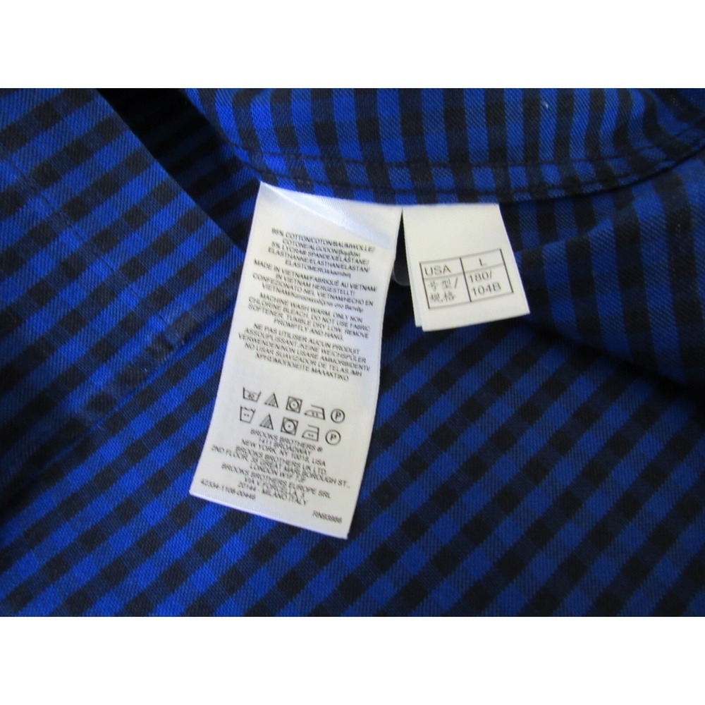 Brooks Brothers 1818 Regent Blue Gingham Plaid Button Down 100% Cotton Sz L - Picture 6 of 11